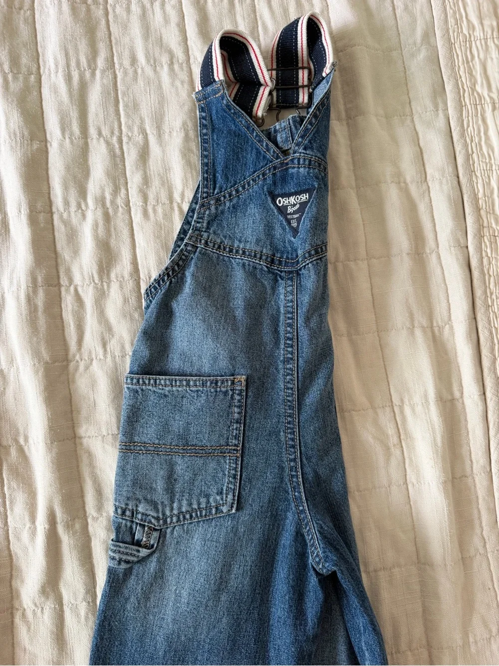 OshKosh B'gosh Denim Overalls with Striped Shoulder Straps
